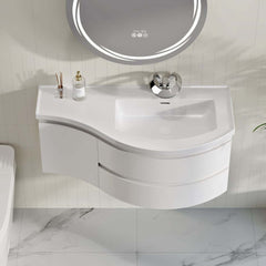 Modern Floating Bathroom Vanity with Integrated Stone Resin Sink