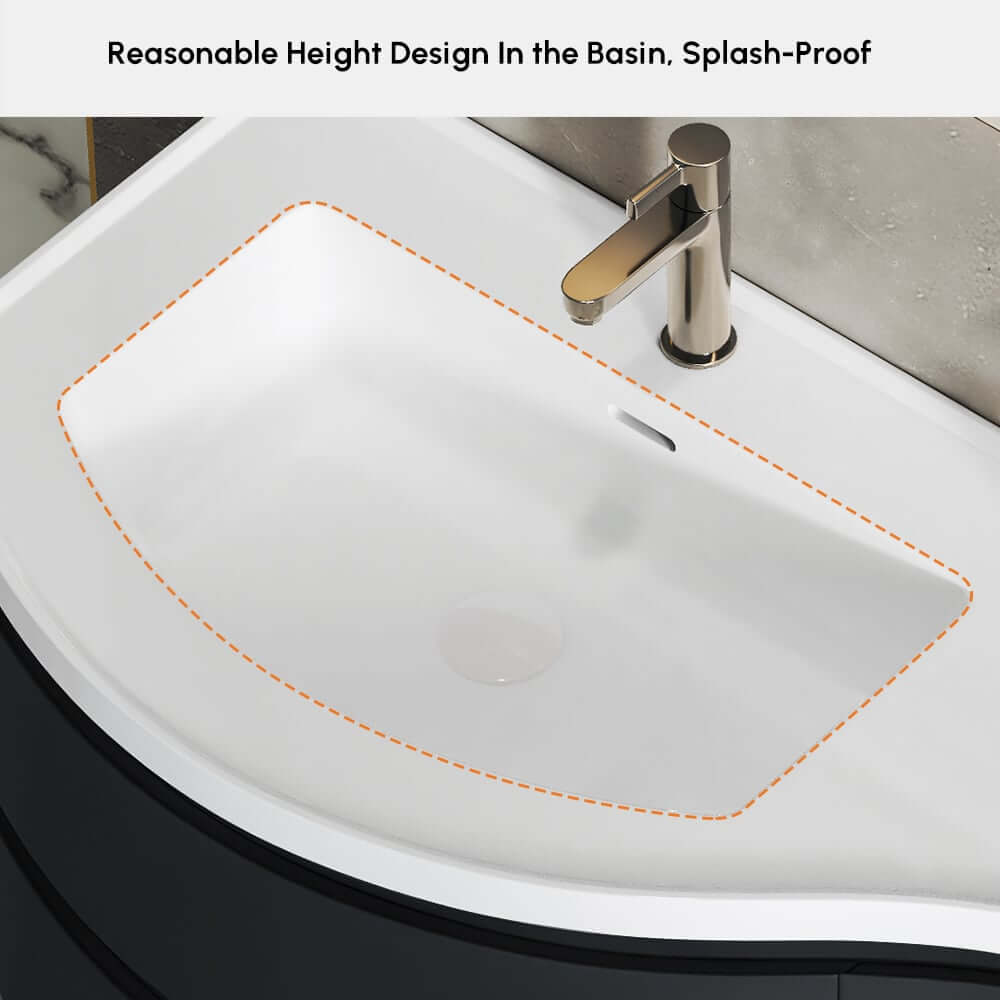 Modern Floating Bathroom Vanity with Integrated Stone Resin Sink