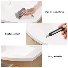 Modern Floating Bathroom Vanity with Integrated Stone Resin Sink