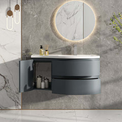 Modern Floating Bathroom Vanity with Integrated Stone Resin Sink