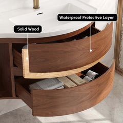 Modern Floating Bathroom Vanity with Integrated Stone Resin Sink