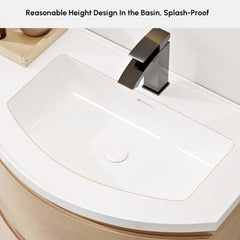 Modern Floating Bathroom Vanity with Integrated Stone Resin Sink