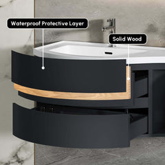 Modern Floating Bathroom Vanity with Integrated Stone Resin Sink