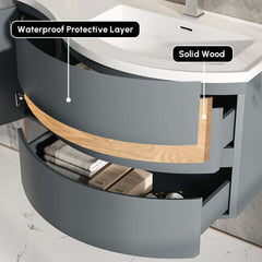 Modern Floating Bathroom Vanity with Integrated Stone Resin Sink