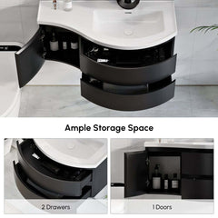 Modern Floating Bathroom Vanity with Integrated Stone Resin Sink