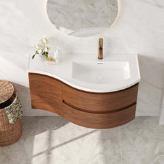 Modern Floating Bathroom Vanity with Integrated Stone Resin Sink