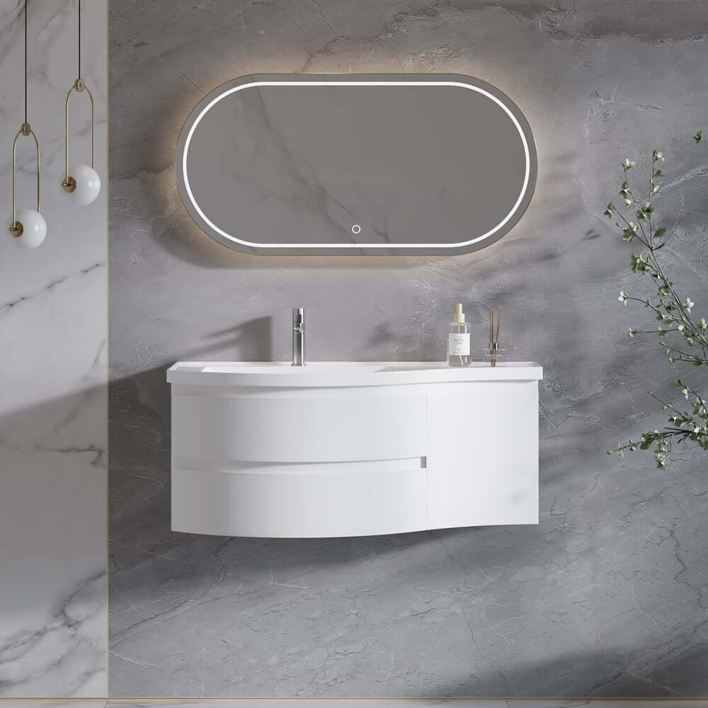 Modern Floating Bathroom Vanity with Integrated Stone Resin Sink