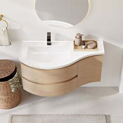 Modern Floating Bathroom Vanity with Integrated Stone Resin Sink