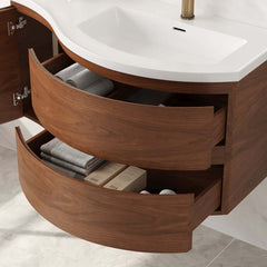 Modern Floating Bathroom Vanity with Integrated Stone Resin Sink
