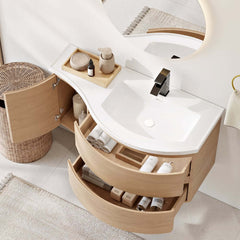 Modern Floating Bathroom Vanity with Integrated Stone Resin Sink