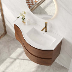 Modern Floating Bathroom Vanity with Integrated Stone Resin Sink