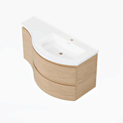 Modern Floating Bathroom Vanity with Integrated Stone Resin Sink