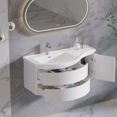 Modern Floating Bathroom Vanity with Integrated Stone Resin Sink