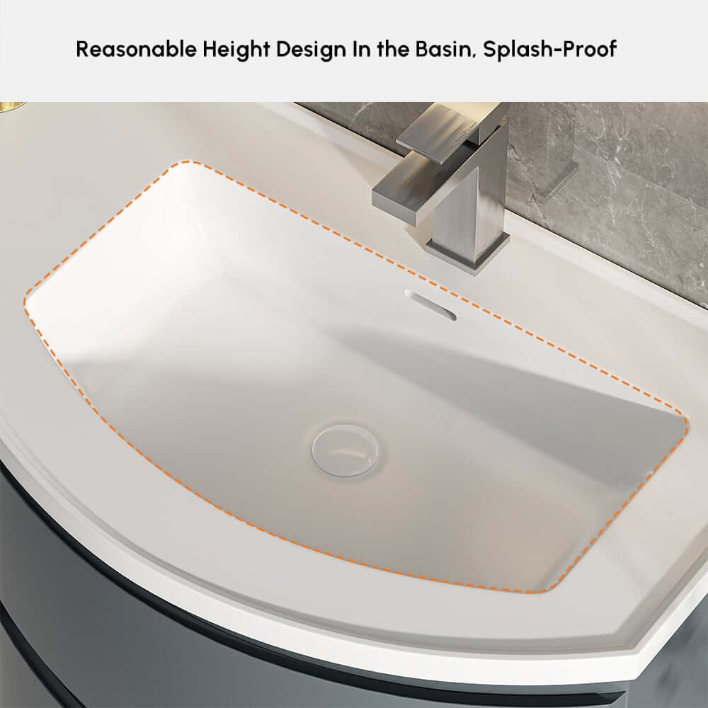 Modern Floating Bathroom Vanity with Integrated Stone Resin Sink