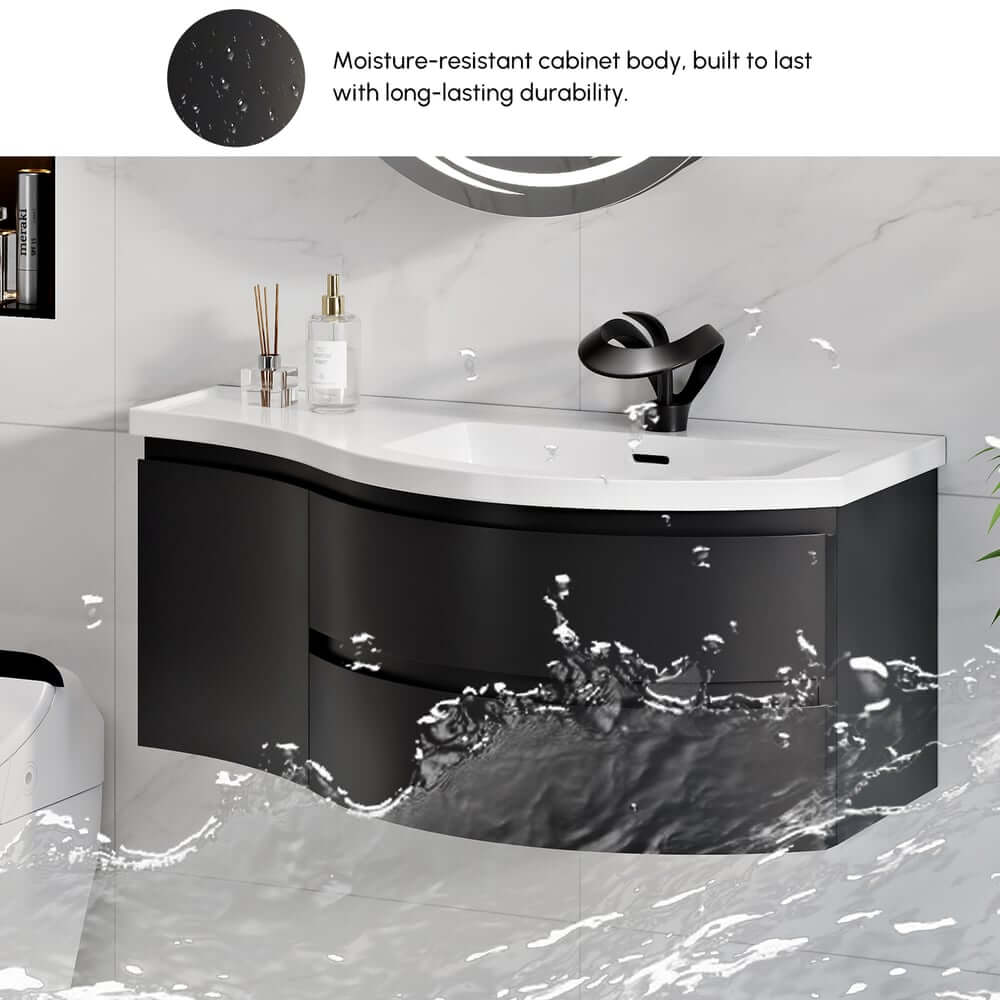 Modern Floating Bathroom Vanity with Integrated Stone Resin Sink
