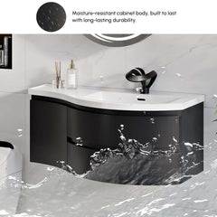 Modern Floating Bathroom Vanity with Integrated Stone Resin Sink