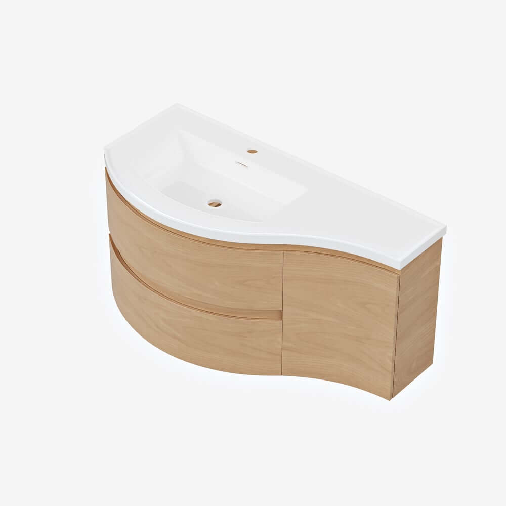 Modern Floating Bathroom Vanity with Integrated Stone Resin Sink