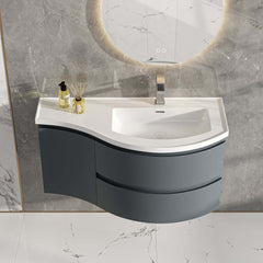 Modern Floating Bathroom Vanity with Integrated Stone Resin Sink