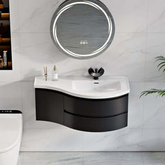 Modern Floating Bathroom Vanity with Integrated Stone Resin Sink