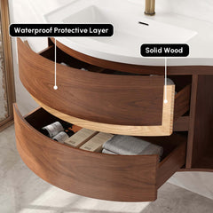 Modern Floating Bathroom Vanity with Integrated Stone Resin Sink