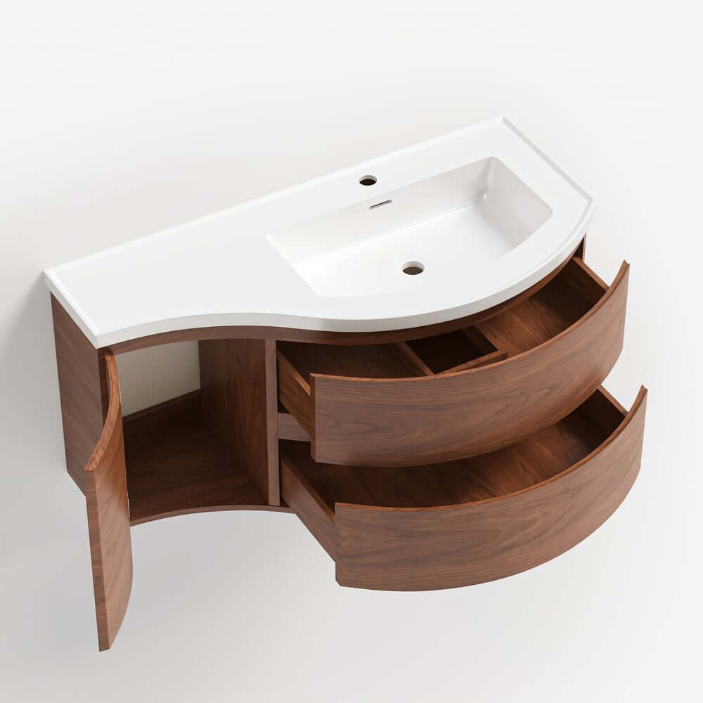 Modern Floating Bathroom Vanity with Integrated Stone Resin Sink