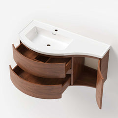 Modern Floating Bathroom Vanity with Integrated Stone Resin Sink