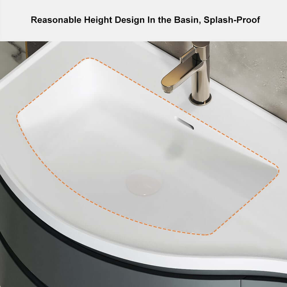 Modern Floating Bathroom Vanity with Integrated Stone Resin Sink