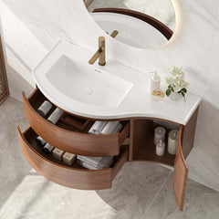 Modern Floating Bathroom Vanity with Integrated Stone Resin Sink