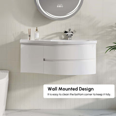 Modern Floating Bathroom Vanity with Integrated Stone Resin Sink