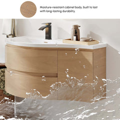 Modern Floating Bathroom Vanity with Integrated Stone Resin Sink