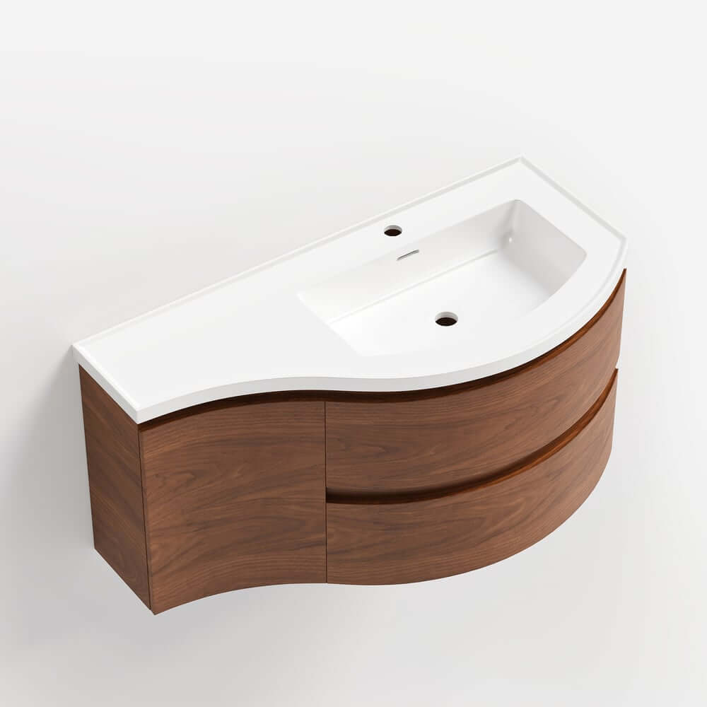 Modern Floating Bathroom Vanity with Integrated Stone Resin Sink