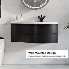 Modern Floating Bathroom Vanity with Integrated Stone Resin Sink