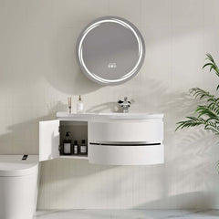 Modern Floating Bathroom Vanity with Integrated Stone Resin Sink