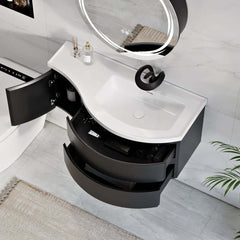 Modern Floating Bathroom Vanity with Integrated Stone Resin Sink