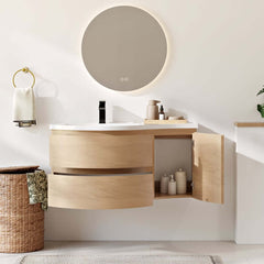 Modern Floating Bathroom Vanity with Integrated Stone Resin Sink