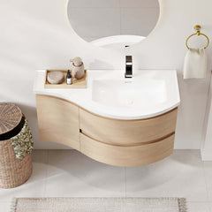 Modern Floating Bathroom Vanity with Integrated Stone Resin Sink