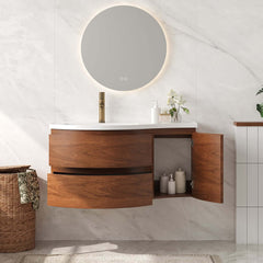 Modern Floating Bathroom Vanity with Integrated Stone Resin Sink