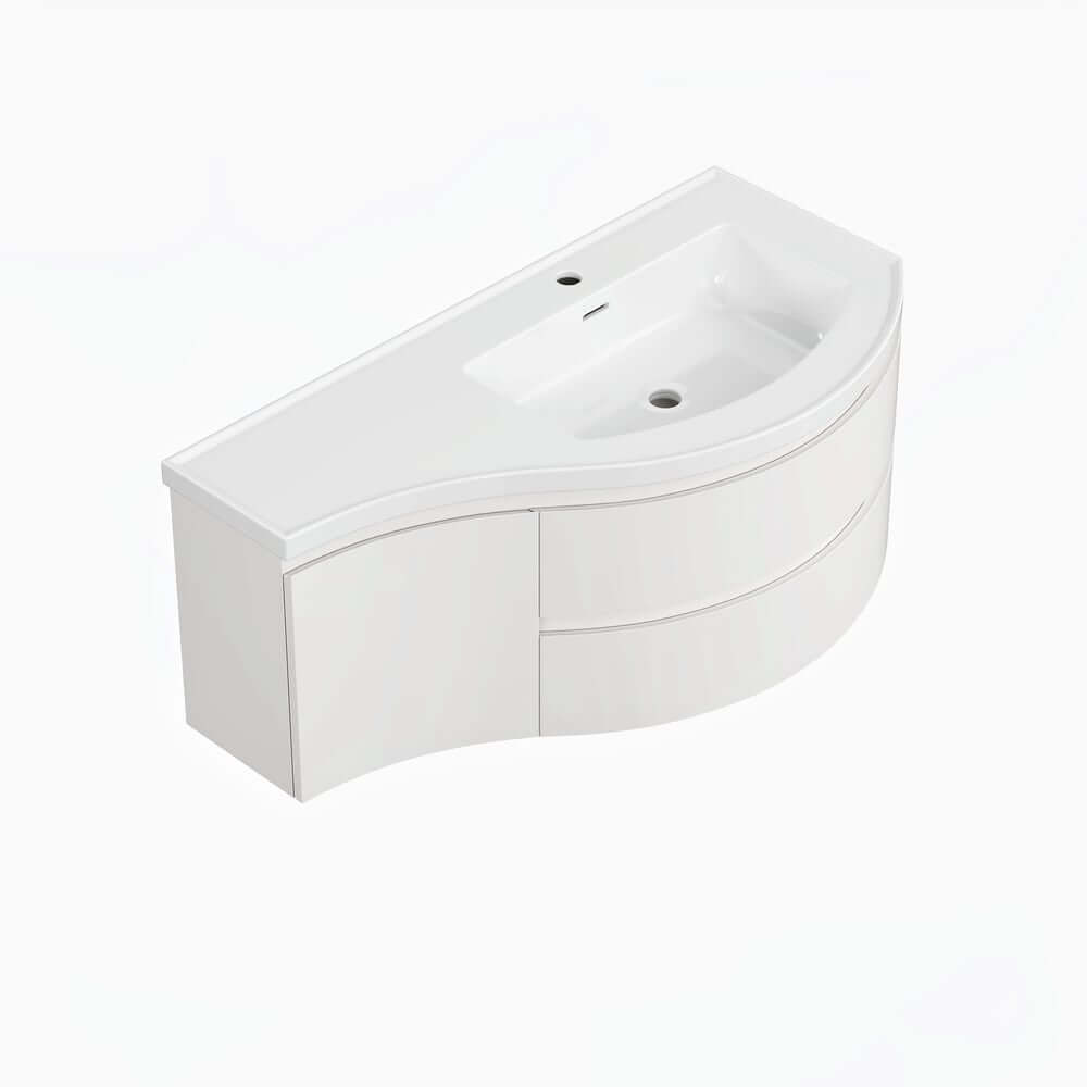Modern Floating Bathroom Vanity with Integrated Stone Resin Sink