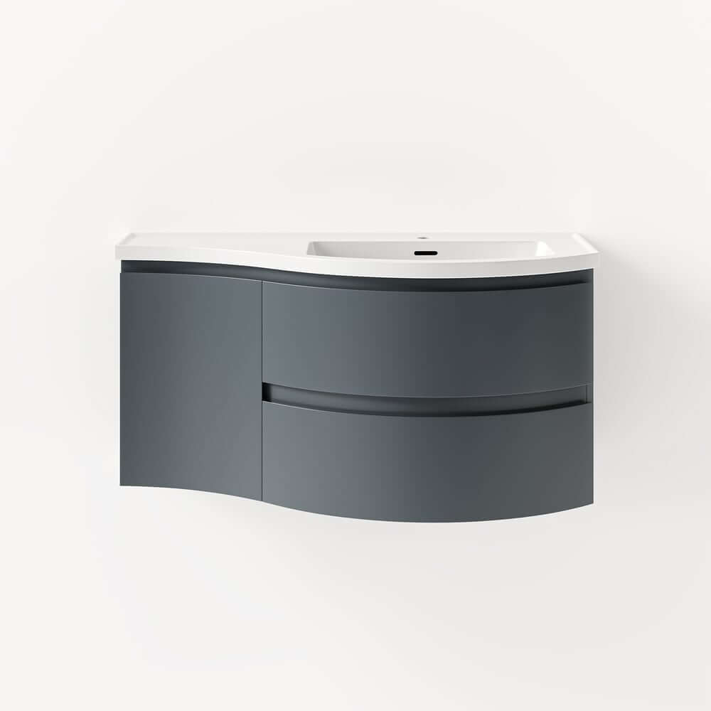 Modern Floating Bathroom Vanity with Integrated Stone Resin Sink