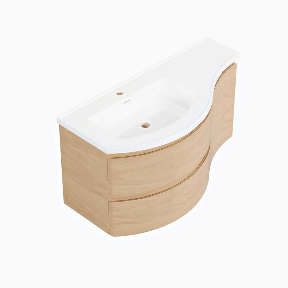 Modern Floating Bathroom Vanity with Integrated Stone Resin Sink