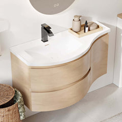 Modern Floating Bathroom Vanity with Integrated Stone Resin Sink