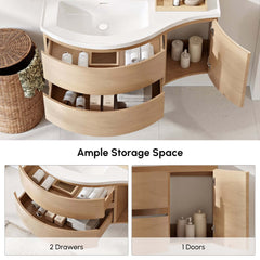 Modern Floating Bathroom Vanity with Integrated Stone Resin Sink