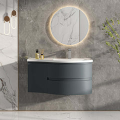 Modern Floating Bathroom Vanity with Integrated Stone Resin Sink