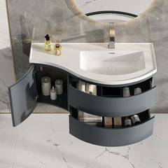 Modern Floating Bathroom Vanity with Integrated Stone Resin Sink