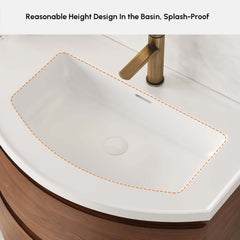 Modern Floating Bathroom Vanity with Integrated Stone Resin Sink