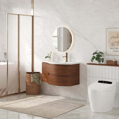 Modern Floating Bathroom Vanity with Integrated Stone Resin Sink