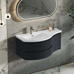 Modern Floating Bathroom Vanity with Integrated Stone Resin Sink