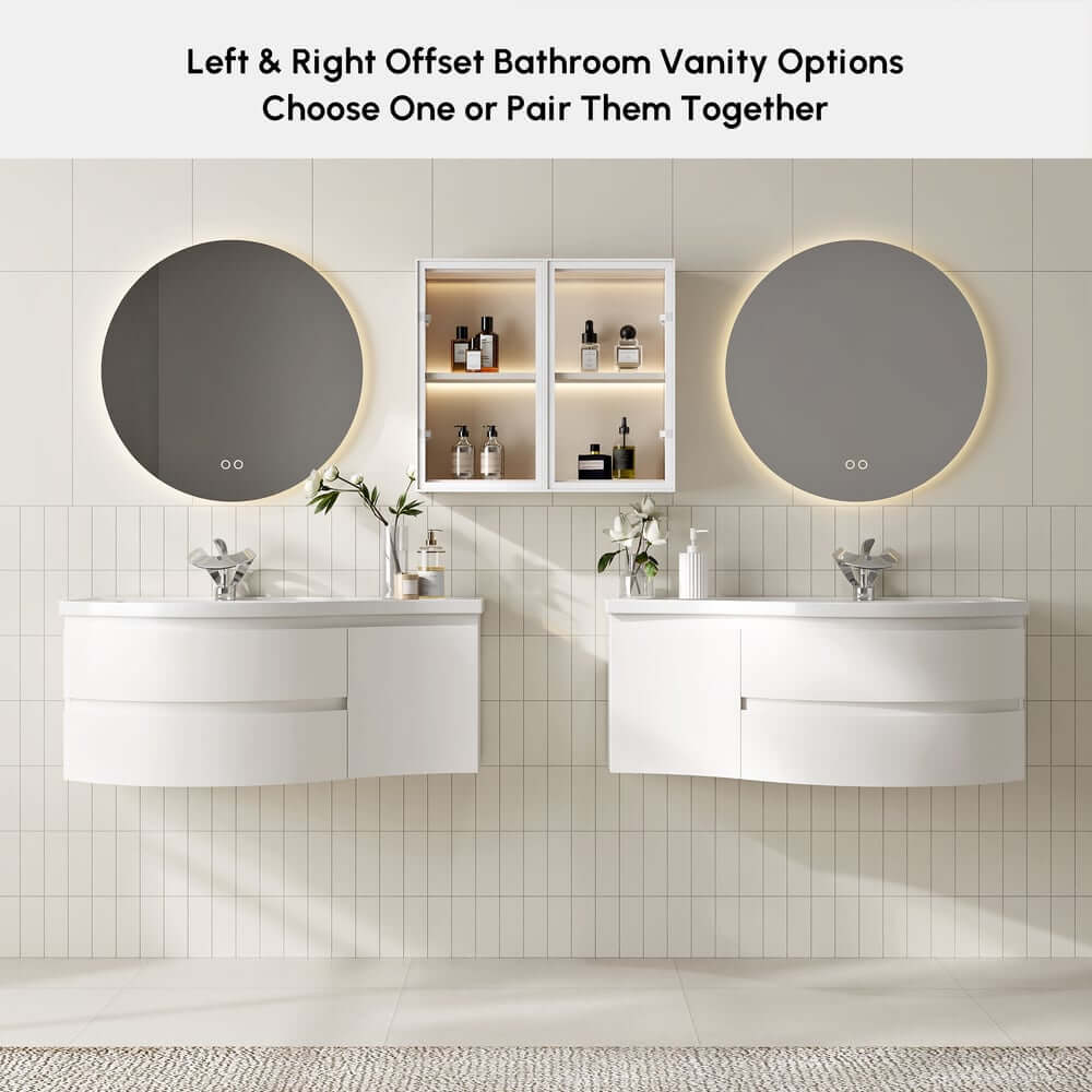 Modern Floating Bathroom Vanity with Integrated Stone Resin Sink