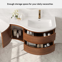 Modern Floating Bathroom Vanity with Integrated Stone Resin Sink