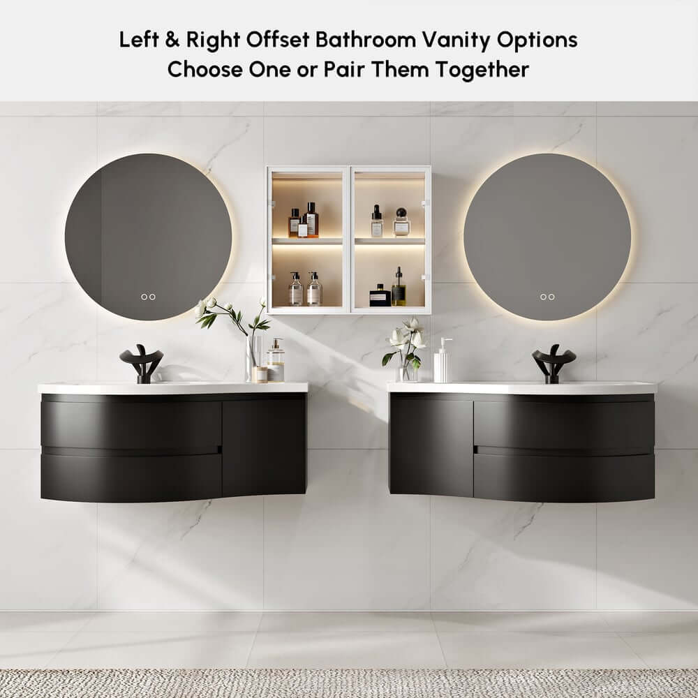 Modern Floating Bathroom Vanity with Integrated Stone Resin Sink